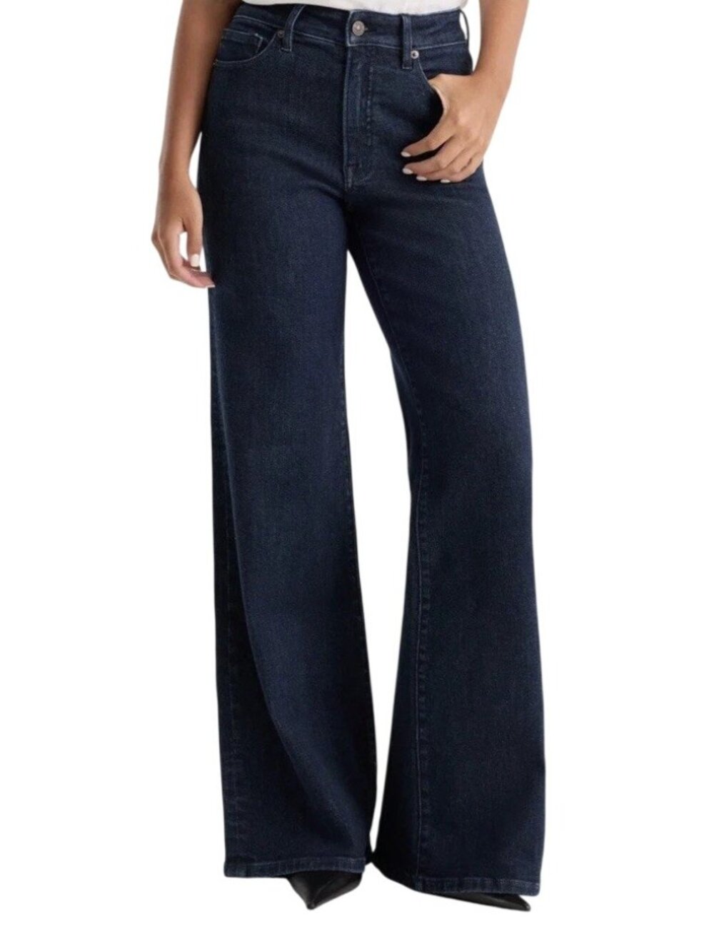Good American Good Waist Palazzo Jeans Womens Size 2/26 Blue High Rise Wide Leg